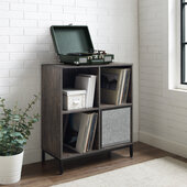  Jacobsen Record Storage Cube Bookcase With Speaker- Bookcase & Speaker In Brown Ash, 28-1/2'' W x 13-1/2'' D x 33'' H