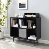  Liam 6 Cube Record Storage Bookcase With Speaker- Bookcase & Speaker In Black, 42-1/4'' W x 15-3/4'' D x 35-7/8'' H