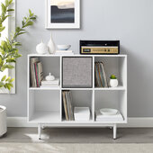  Liam 6 Cube Record Storage Bookcase With Speaker- Bookcase & Speaker In White, 42-1/4'' W x 15-3/4'' D x 35-7/8'' H