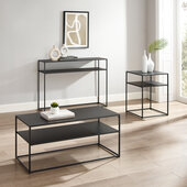  Braxton 3Pc Coffee Table Set - Coffee Table, Console Table, & End Table In Matte Black, 0'' W x 0'' D x 0'' H