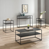  Braxton 4Pc Coffee Table Set - Coffee Table, Console Table, & 2 End Tables In Matte Black, 0'' W x 0'' D x 0'' H