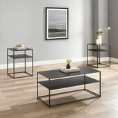  Braxton 3Pc Coffee Table Set - Coffee Table & 2 End Tables In Matte Black, 0'' W x 0'' D x 0'' H