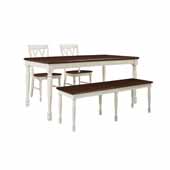  Shelby Farmhouse 4-Piece Dining Set in White with 18'' Expandable Table