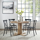 Crosley Furniture Joanna 5Pc Round Dining Set W/Camille Chairs- Table & 4 Chairs In Matte Black, 98'' W x 98'' D x 34-3/4'' H