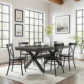  Hayden 7Pc Dining Set W/Camille Chairs- Table & 6 Chairs In Matte Black, 123'' W x 91'' D x 34-3/4'' H