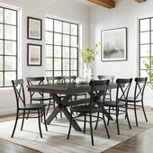  Hayden 9Pc Dining Set W/Camille Chairs- Table & 8 Chairs In Matte Black, 123'' W x 91'' D x 34-3/4'' H