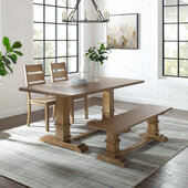  Joanna 4Pc Dining Set - Table, Bench, & 2 Ladder Back Chairs In Rustic Brown, 72'' W x 85'' D x 39-1/8'' H