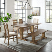  Joanna 6Pc Dining Set - Table, Bench, 2 Ladder Back Chairs, & 2 Upholstered Chairs In Rustic Brown, 128'' W x 85'' D x 39-7/8'' H