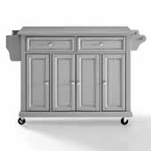  Full Size Portable Kitchen Cart In Grey with Stainless Steel Top and Included Towel Bar, 51-1/2'' W x 18'' D x 34'' H