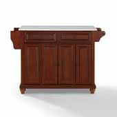  Cambridge White Granite Top Full Size Kitchen Island Cart In Mahogany with Antique Brass Hardware and Spice Rack, 51-1/2'' W x 18'' D x 36'' H