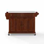  Full Size Granite Top Kitchen Cart In Mahogany with Three Adjustable Shelves and Spice Rack, 51-1/2'' W x 18'' D x 36-1/2'' H