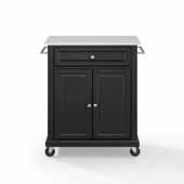  Portable Granite Top Kitchen Cart In Black, 31'' W x 18'' D x 35-1/2'' H
