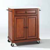  Portable Granite Top Kitchen Cart In Cherry, 31'' W x 18'' D x 35-1/2'' H
