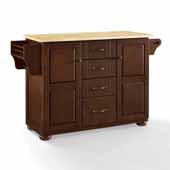 Eleanor Hardwood Kitchen Island In Mahogany with Genuine Metal Hardware Including Spice rack and Solid Wood Top, 51-1/2'' W x 18'' D x 35-1/4'' H