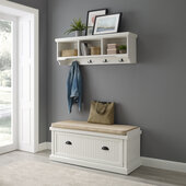  Seaside 2Pc Entryway Set - Bench, Shelf In Distressed White, 0'' W x 0'' D x 0'' H