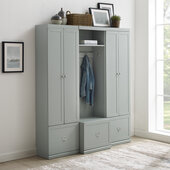  Harper 3Pc Entryway Set - Hall Tree & 2 Pantry Closets In Gray, 66'' W x 16-3/8'' D x 74'' H