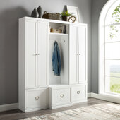  Harper 3Pc Entryway Set - Hall Tree & 2 Pantry Closets In White, 66'' W x 16-3/8'' D x 74'' H