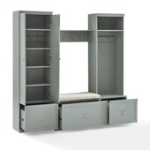  Harper 4Pc Entryway Set - Bench, Shelf, Hall Tree, & Pantry Closet In Gray, 77'' W x 16-1/2'' D x 74'' H