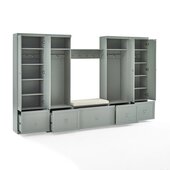  Harper 6Pc Entryway Set - Bench, Shelf, 2 Pantry Closets, & 2 Hall Trees In Gray, 121'' W x 16-1/2'' D x 74'' H