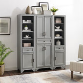  Tara 3Pc Pantry Set - Pantry & 2 Linen Cabinets In Distressed Gray, 59-3/4'' W x 15'' D x 67-3/4'' H