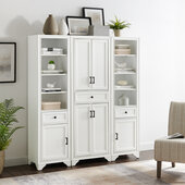  Tara 3Pc Pantry Set - Pantry & 2 Linen Cabinets In Distressed White, 59-3/4'' W x 15'' D x 67-3/4'' H