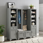  Tara 4Pc Entryway Set - 2 Hall Trees & 2 Linen Cabinets In Distressed Gray, 72'' W x 16-1/2'' D x 67-5/8'' H