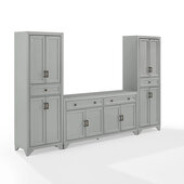  Tara 3-Piece Sideboard And Pantry Set In Distressed Gray, 108-1/2'' W x 15'' D x 67-3/4'' H