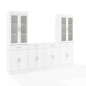  Stanton3-Piece Sideboard And Glass Door Pantry Set In White, 95'' W x 14-1/2'' D x 78'' H