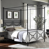  Montgomery Queen Canopy Bed - Headboard, Footboard, Finials, Rails, Canopy In Black, 61-3/4'' W x 84-1/4'' D x 83-1/2'' H
