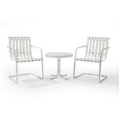  Gracie 3-Piece Metal Outdoor Conversation Seating Set - 2 Chairs and Side Table in Alabaster White
