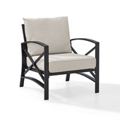  Kaplan Arm Chair in Oiled Bronze with Oatmeal Universal Cushion Cover