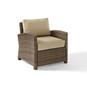 Crosley Bradenton Outdoor Wicker Arm Chair with Sand Cushions, 30-1/2''W x 31-3/4''D x 32-1/2''H