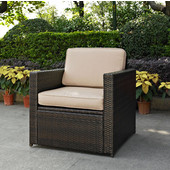  Palm Harbor Collection Outdoor Wicker Arm Chair With Sand Cushions, Brown Finish 