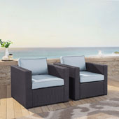  Biscayne 2 Person Outdoor Wicker Seating Set in Mist - Two Outdoor Wicker Chairs