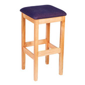  Bulldog Backless Wood Bar Stool with Upholstered Seat 24'', Available in Different Grade Finishes