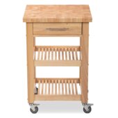  The Essential Series Kitchen Cart with End Grain Wood in Natural, 24'' W x 20'' D x 36'' H