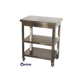  Stainless Steel Cocina Kitchen Cart w/ No Top, Angular leg, and Utensil hanger, 27'' W x 18'' D x 34'' H