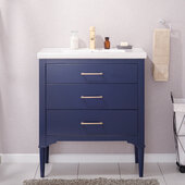  Mason 30' Single Sink Vanity In Blue with Porcelain Sink Top