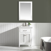  Cameron 24'' Single Sink Vanity In White with Porcelain Countertop / Sink Top