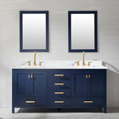  Valentino 72'' Double Sink Vanity in Blue with Carrara White Marble Countertop