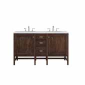  Addison 60'' W Double Vanity Set in Mid-Century Acacia Finish with Arctic Fall Solid Surface Top and Two (2) Sinks, 59.875'' W x 23-3/8'' D x 34-1/2'' H