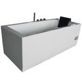  5 Feet Acrylic Rectangular Whirlpool Bathtub with Fixtures in White, Left Drain, 59'' W x 32-1/2'' D x 33-7/8'' H