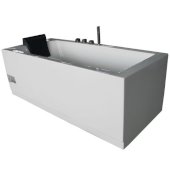  5 Feet Acrylic Rectangular Whirlpool Bathtub with Fixtures in White, Right Drain, 59'' W x 32-1/2'' D x 33-7/8'' H