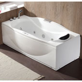  72'' Freestanding Acrylic Lighted Whirlpool Bathtub with Stereo, Bluetooth, and Fixtures in White and Left Configuration, 70-1/2'' W x 31-9/10'' D x 26-3/4'' H