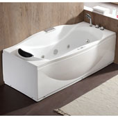  72'' Freestanding Acrylic Lighted Whirlpool Bathtub with Stereo, Bluetooth, and Fixtures in White and Right Configuration, 70-1/2'' W x 31-9/10'' D x 26-3/4'' H