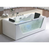  72'' Freestanding Clear Rectangular Acrylic Whirlpool Lighted Bathtub with Stereo and Bluetooth, 70-9/10'' W x 35-2/5'' D x 25-13/20'' H