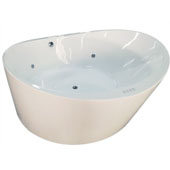  66'' Freestanding Round Acrylic Air Bubble Bathtub in White, 66'' W x 66'' D x 29-1/2'' H