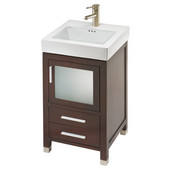 Empire 18'' Chelsea One Door With Frosted Glass and Two Bottom Drawers Vanity For New City Sink, Dark Cherry