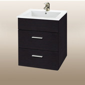  Wall-Hung Daytona 21'' Vanity for Laguna Ceramic Sinks in Blackwood with Polished Hardware, 2 Drawers (Wall Mounting Hardware included)