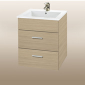  Wall-Hung Daytona 21'' Two Drawers Vanity for Laguna Ceramic Sink in Pickled Oak with Polished Hardware